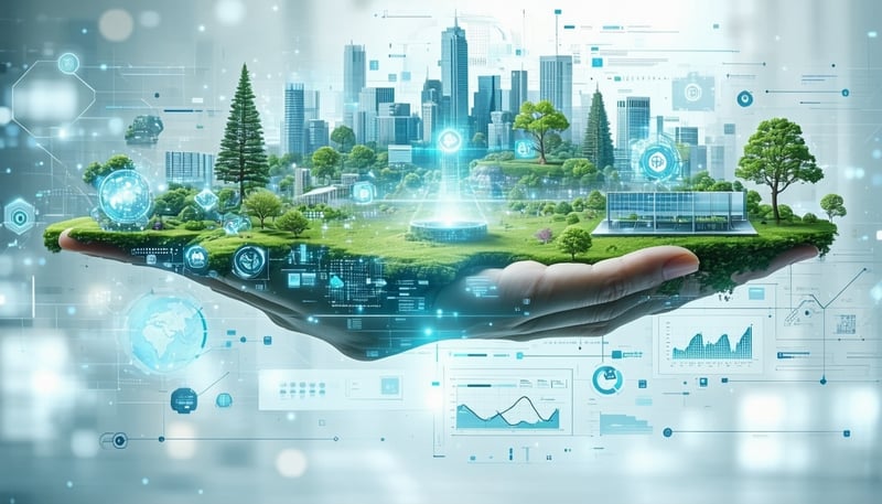 Data ecosystem illustration representing AI knowledge transformation